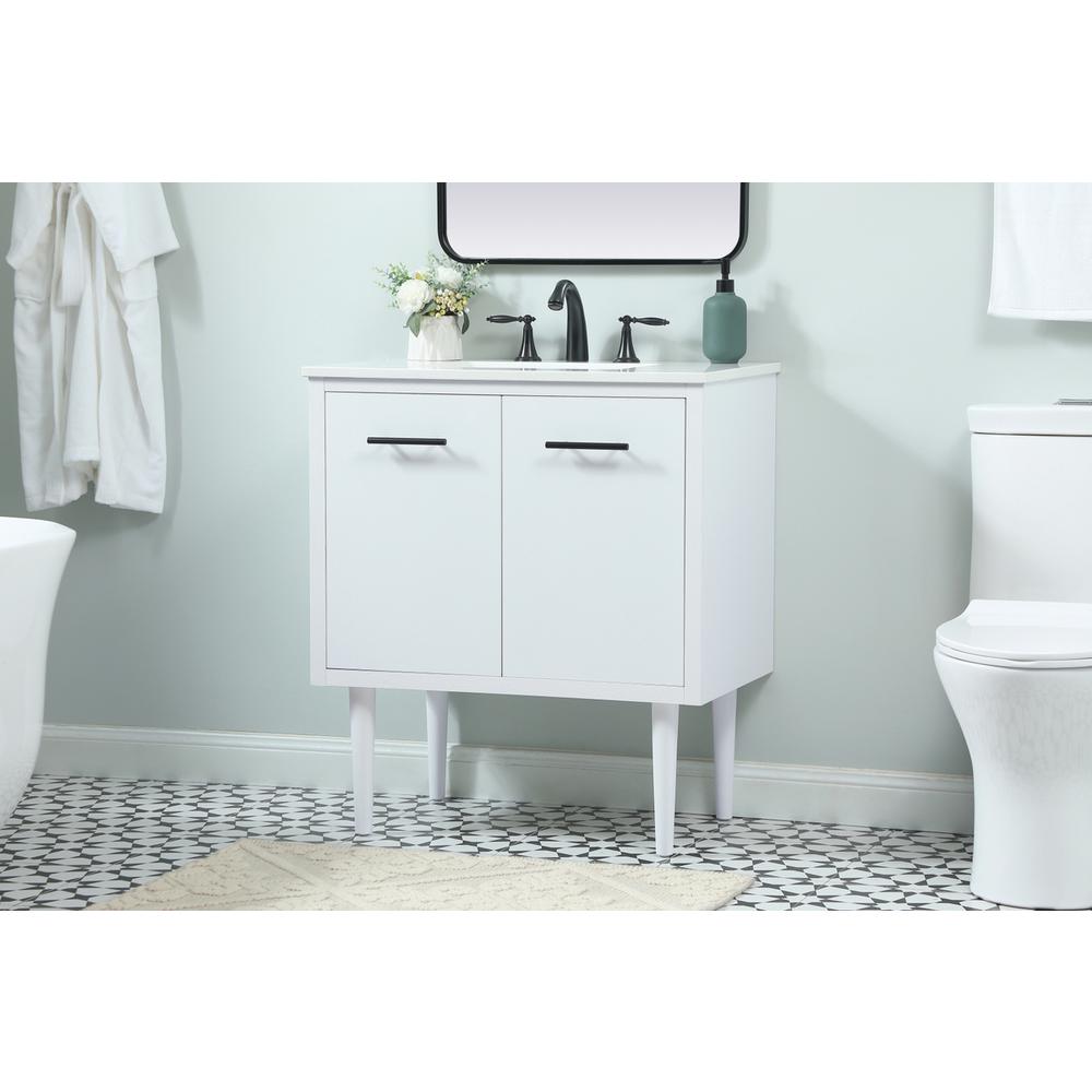 30 Inch Single Bathroom Vanity In White. Picture 2
