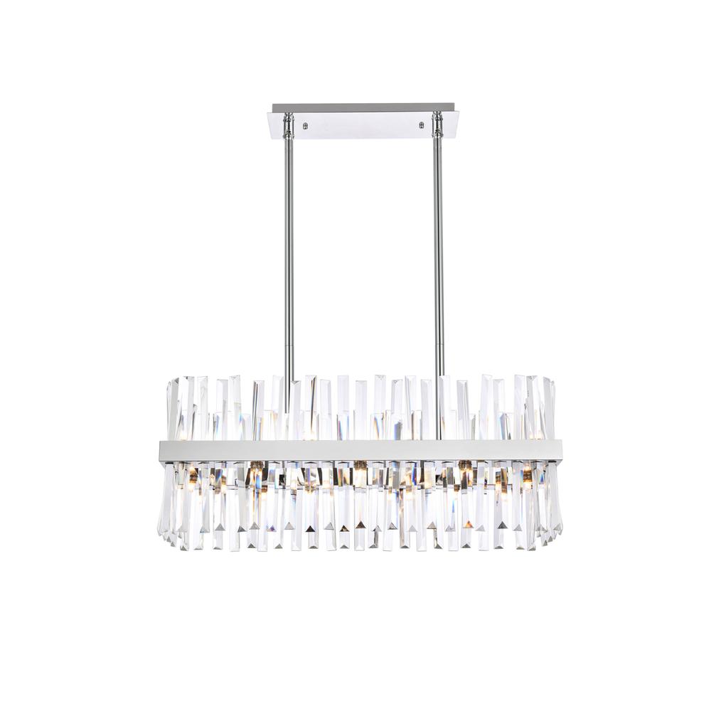 Serephina 30 Inch Crystal Rectangle Chandelier Light In Chrome. Picture 1
