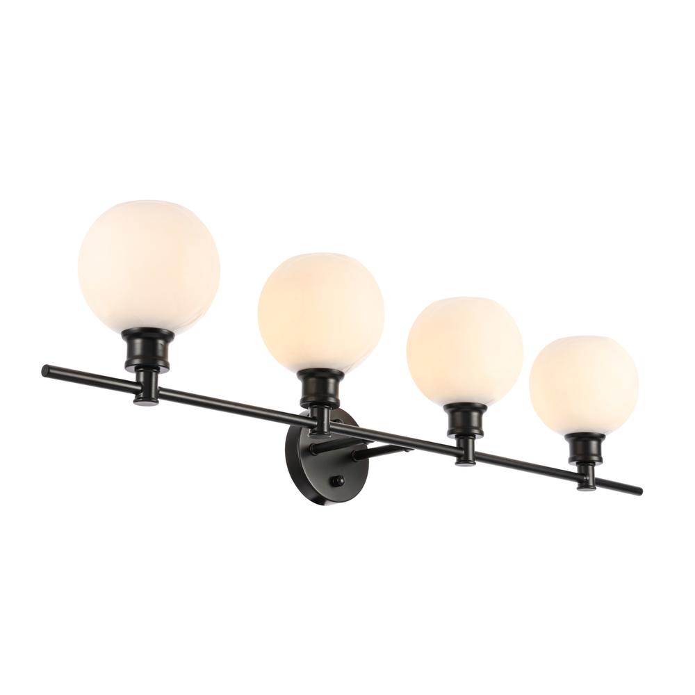Collier 4 Light Black And Frosted White Glass Wall Sconce. Picture 7