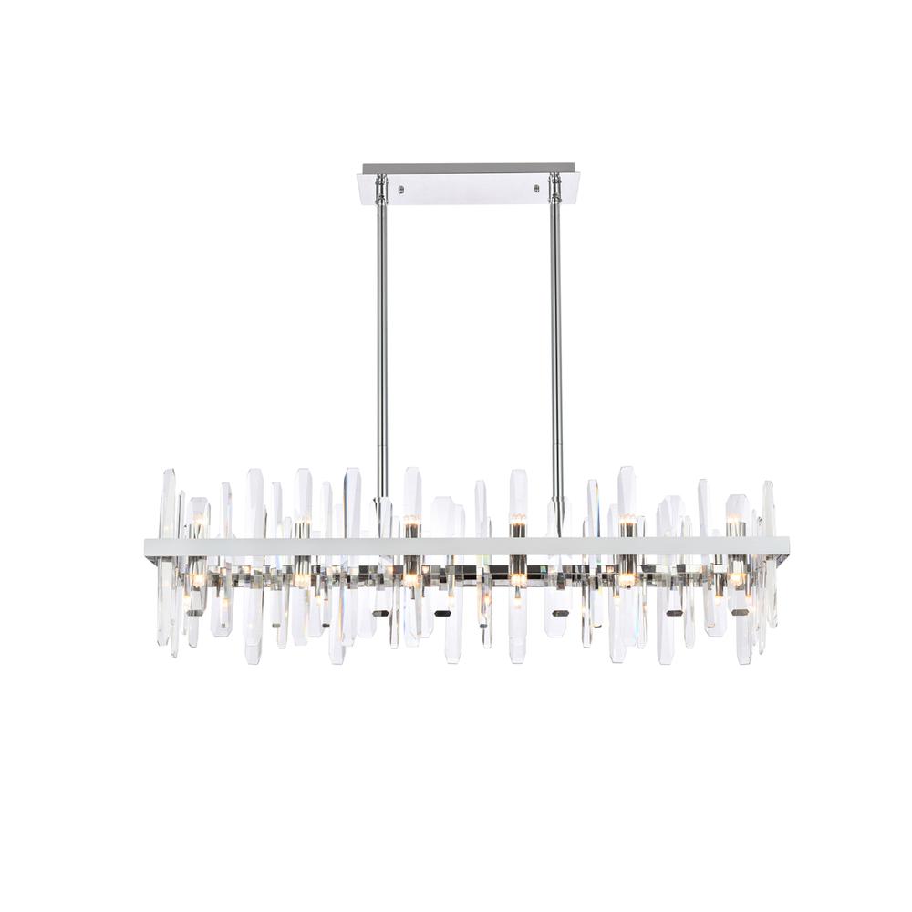 Serena 42 Inch Crystal Rectangle Chandelier In Chrome. Picture 1
