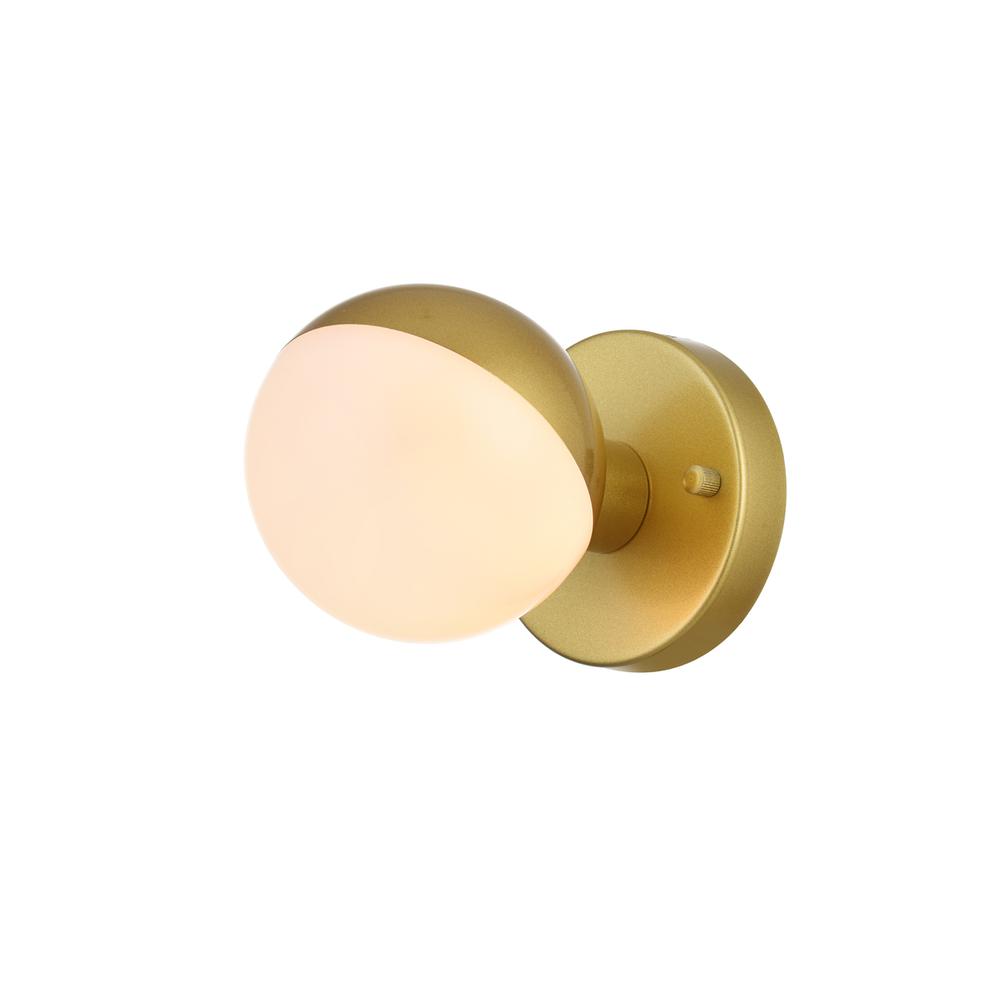 Majesty 1 Light Brass And Frosted White Bath Sconce. Picture 2