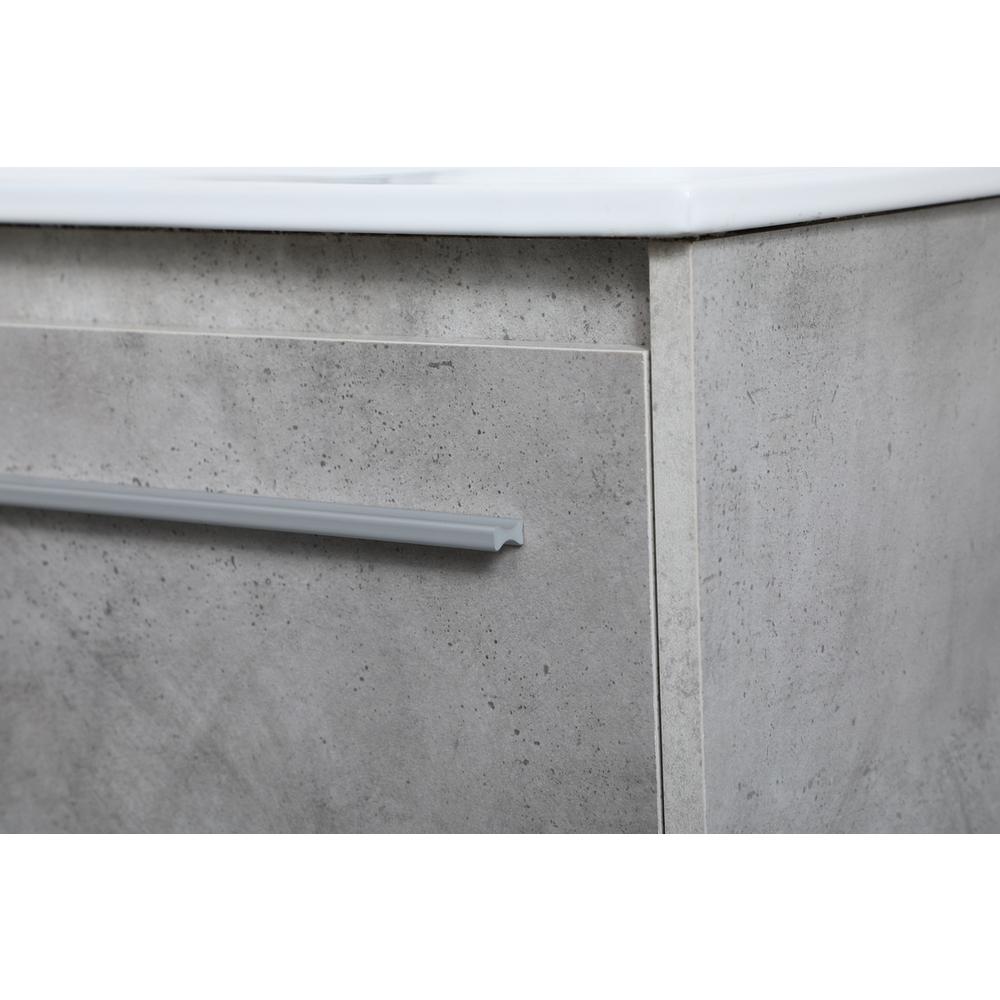 36 Inch  Single Bathroom Floating Vanity In Concrete Grey. Picture 5