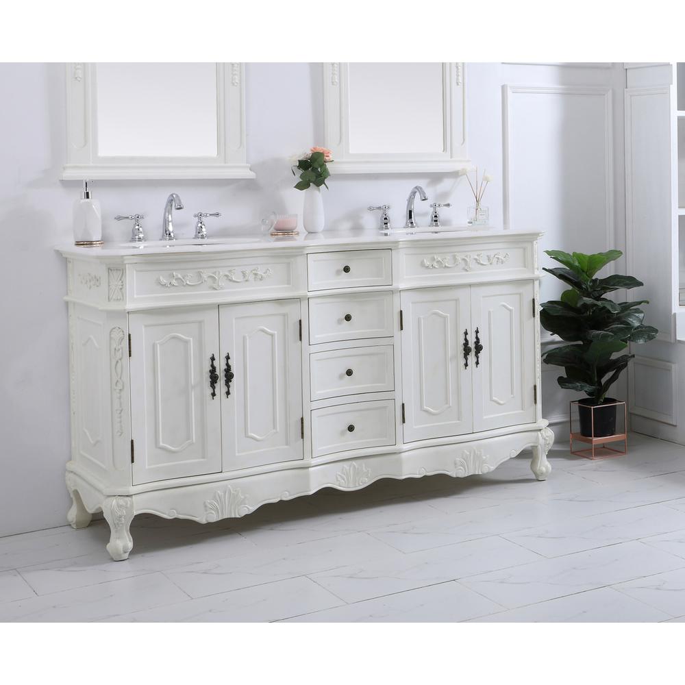 60 Inch Double Bathroom Vanity In Antique White. Picture 2