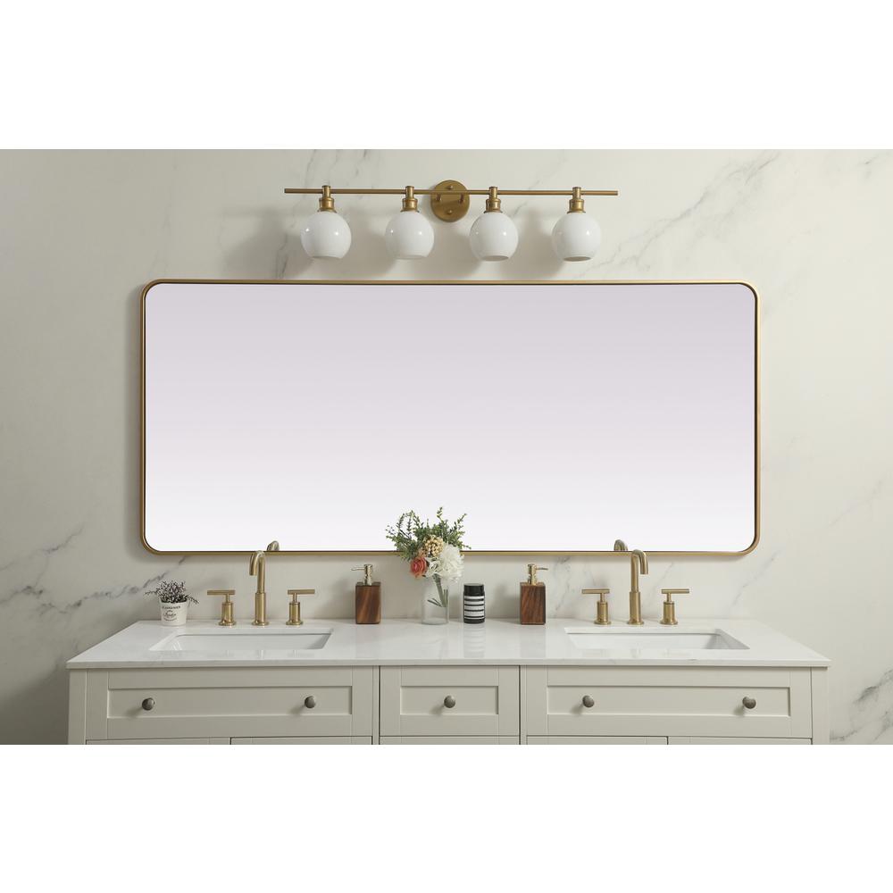 Soft Corner Metal Rectangle Full Length Mirror 32X72 Inch In Brass. Picture 3