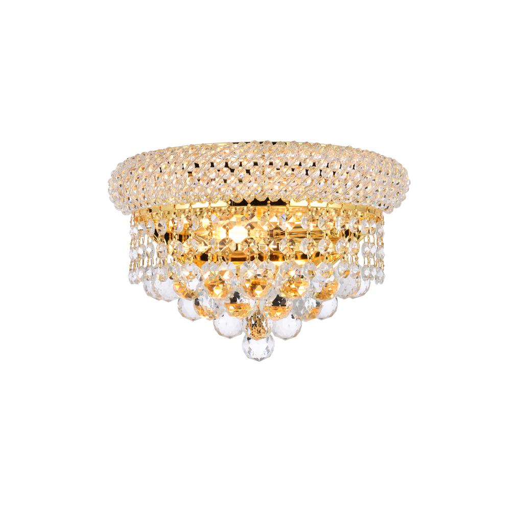 Primo 2 Light Gold Wall Sconce Clear Royal Cut Crystal. Picture 1