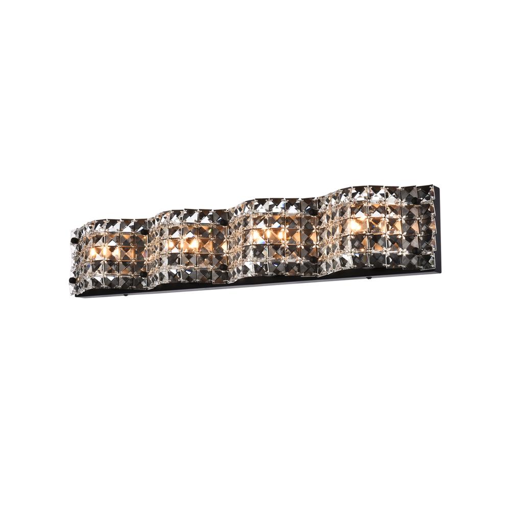 Ollie 4 Light Bath Sconce In Black With Clear Crystals. Picture 2