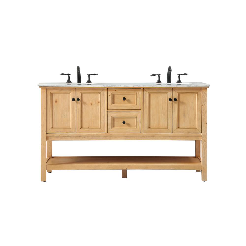 60 Inch Double Bathroom Vanity In Natural Wood. Picture 1