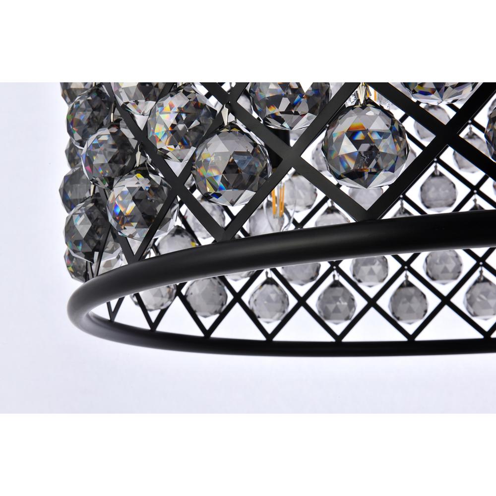 Madison 8 Light Matte Black Chandelier Silver Shade (Grey) Royal Cut Crystal. Picture 3