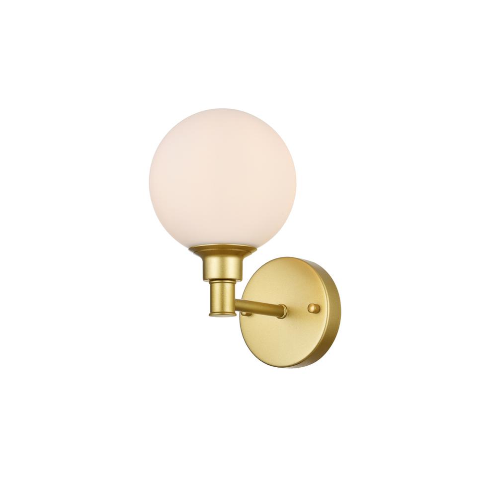 Cordelia 1 Light Brass And Frosted White Bath Sconce. Picture 2