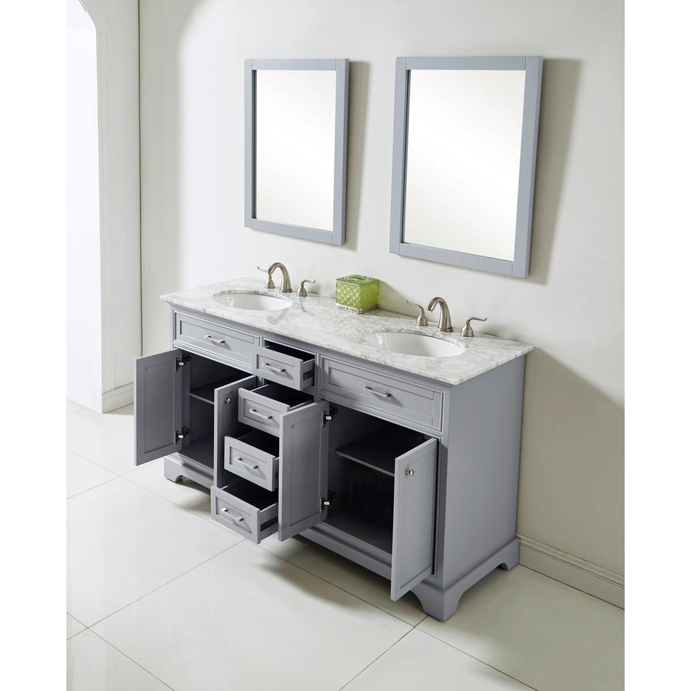 60 In. Double Bathroom Vanity Set In Light Grey. Picture 4