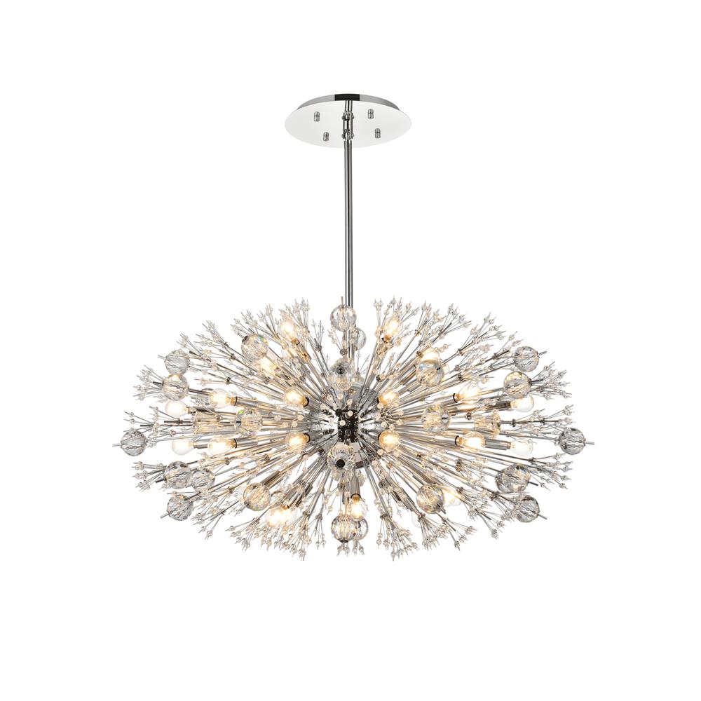 Vera 42 Inch Crystal Starburst Oval Pendant In Chrome. Picture 1