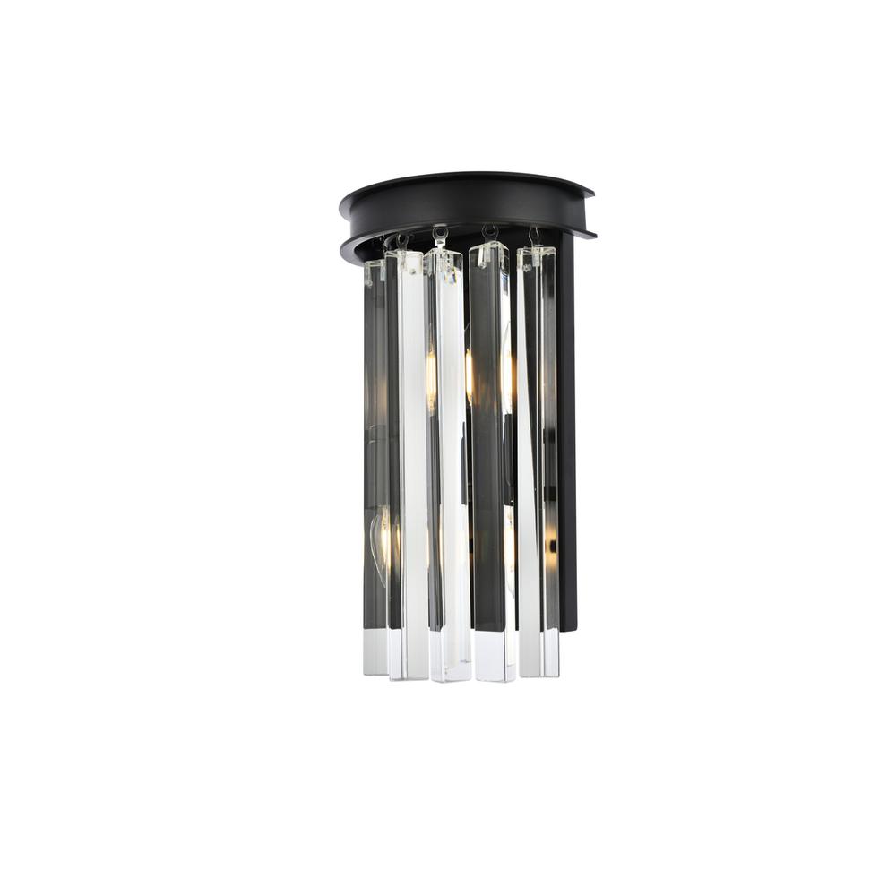 Sydney 2 Light Matte Black Wall Sconce Clear Royal Cut Crystal. Picture 2