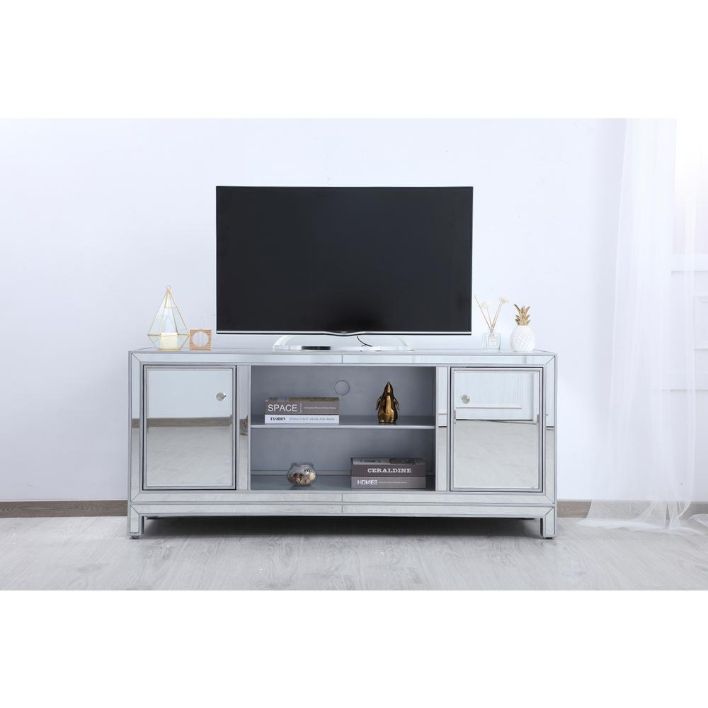 60 In. Mirrored Tv Stand In Antique Silver. Picture 10
