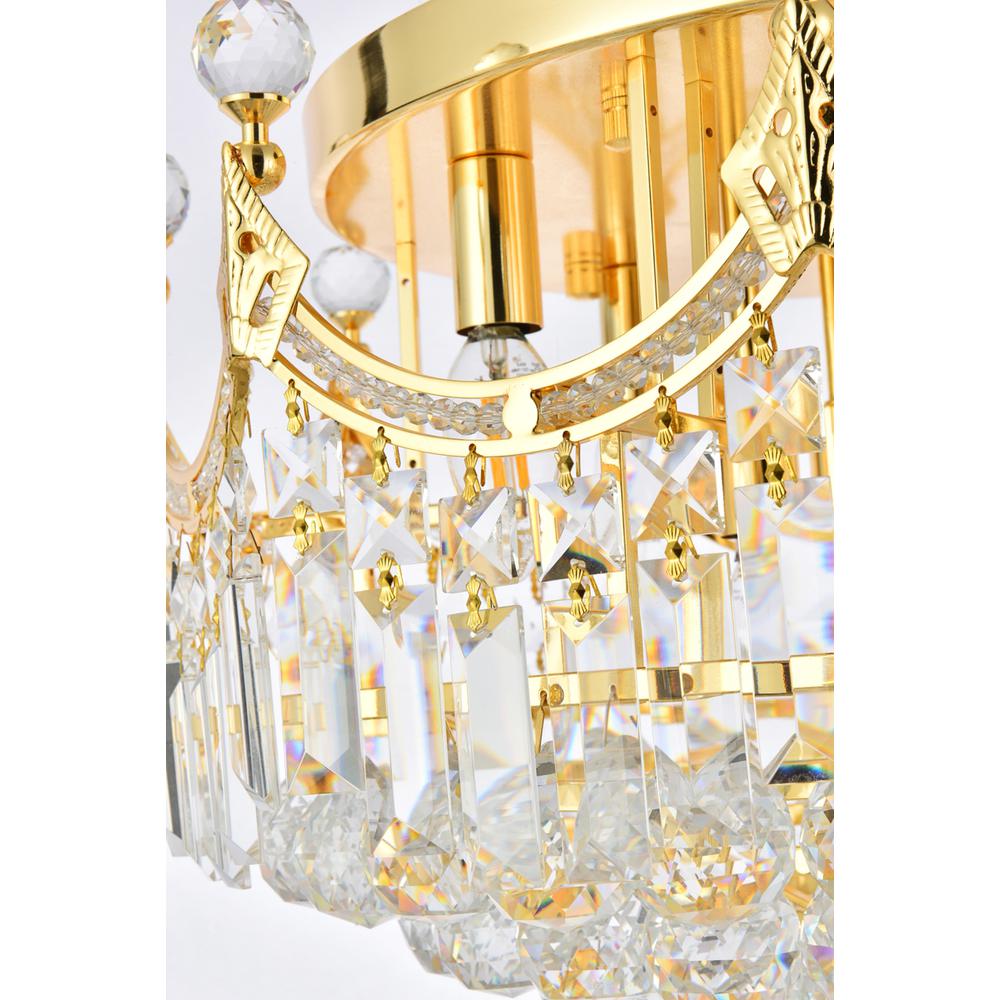 Corona 9 Light Gold Flush Mount Clear Royal Cut Crystal. Picture 4