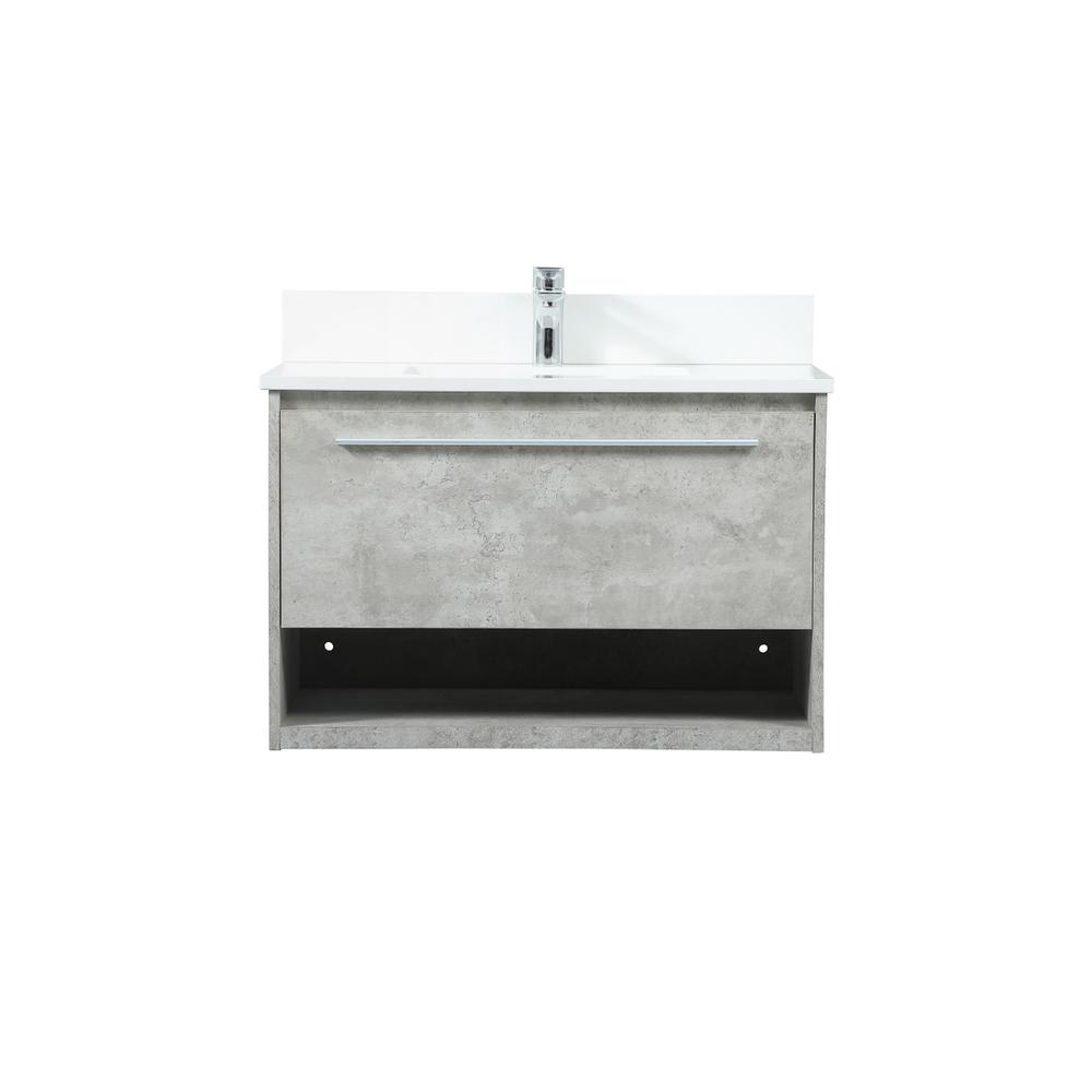 30 Inch Single Bathroom Vanity In Concrete Grey With Backsplash. Picture 1