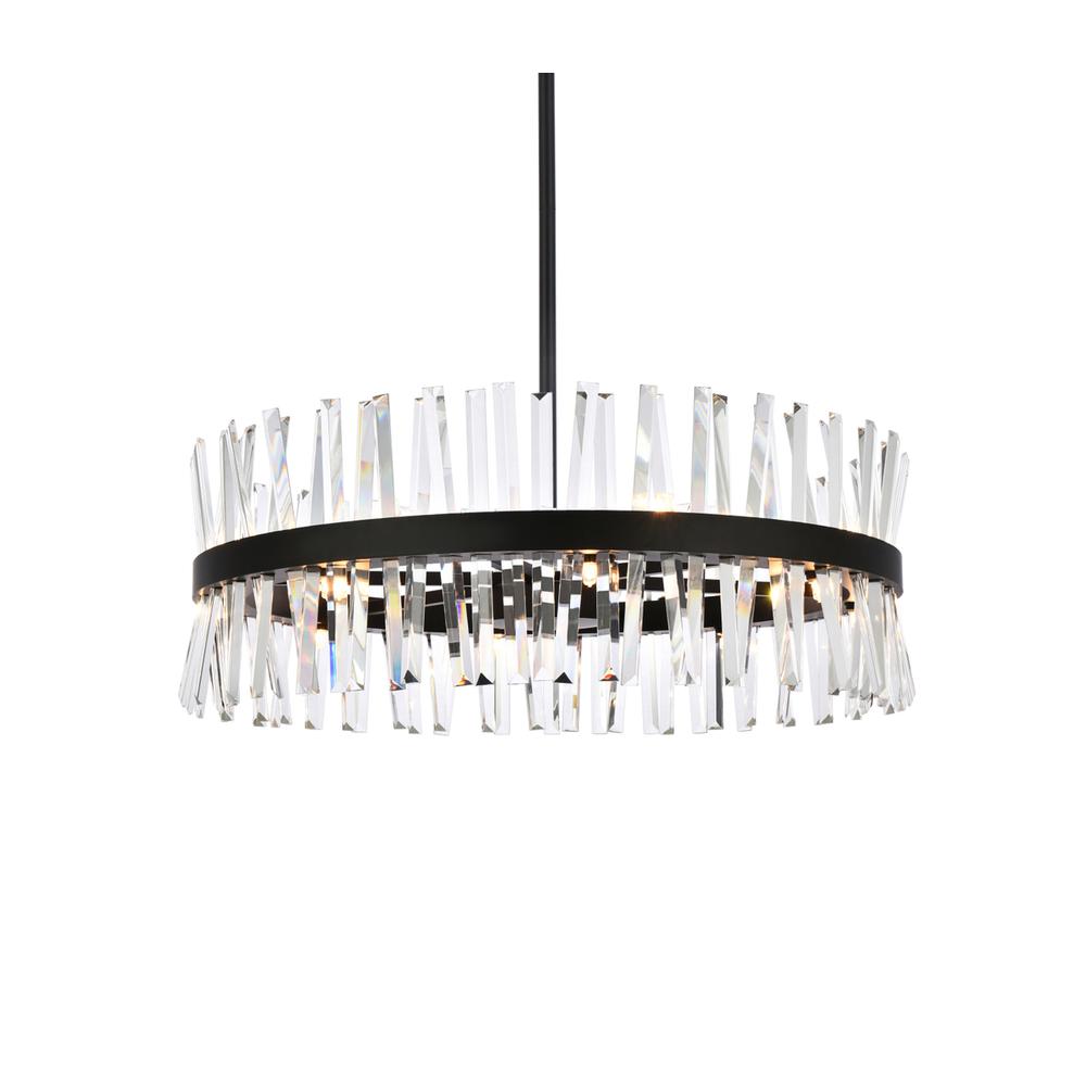 Serephina 32 Inch Crystal Round Chandelier Light In Black. Picture 2
