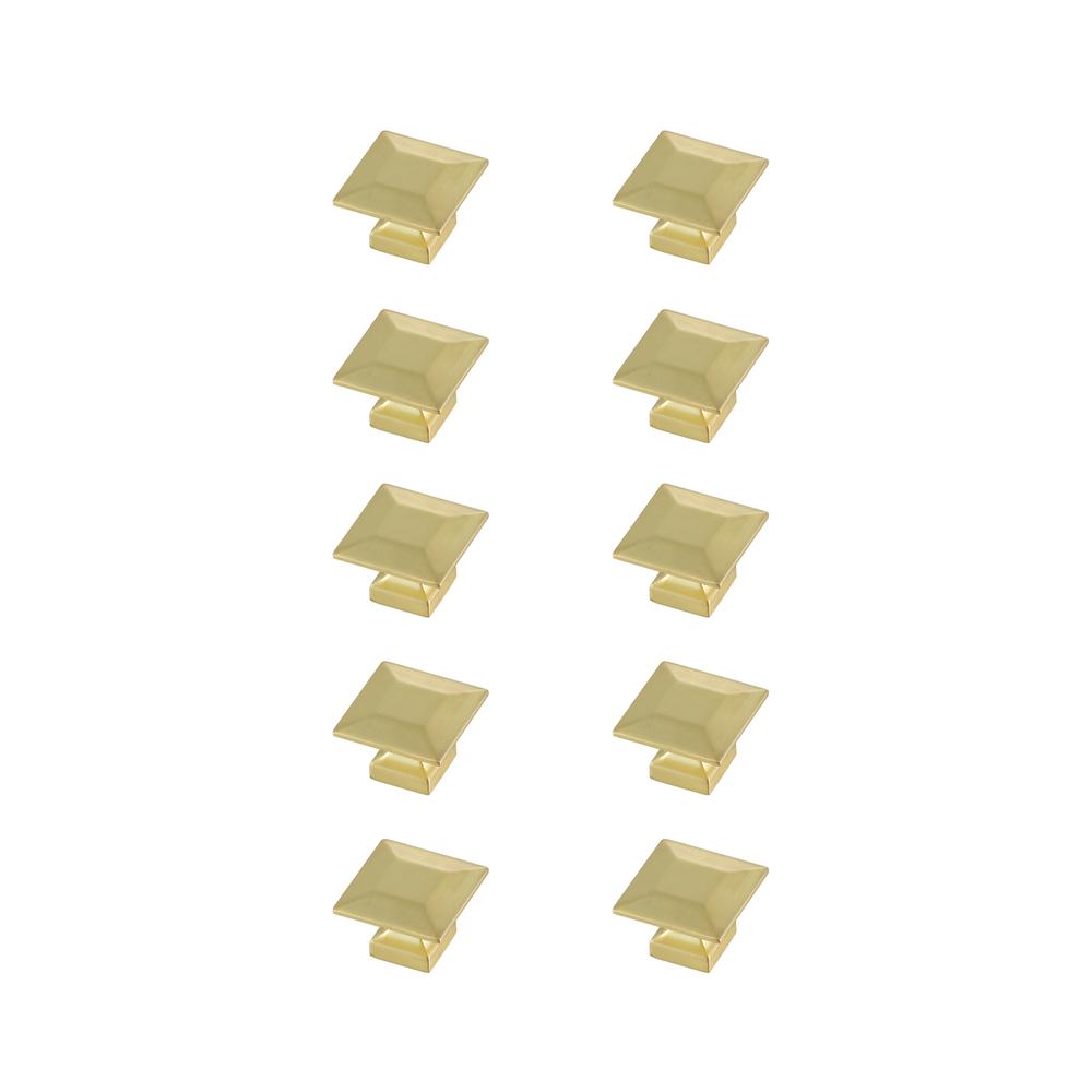 Cecil 1.3" Brushed Gold Square Knob Multipack (Set Of 10). Picture 1