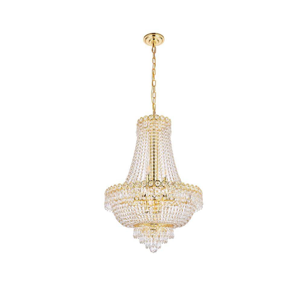 Century 12 Light Gold Chandelier Clear Royal Cut Crystal. Picture 6