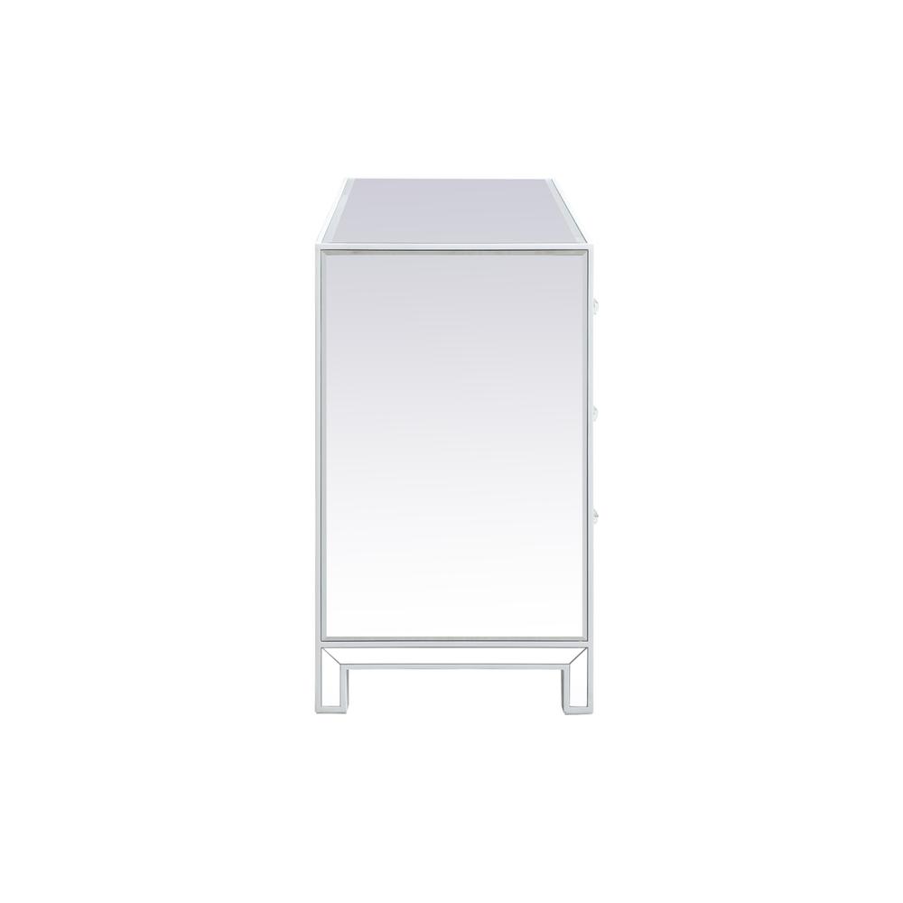 48 Inch Mirrored Six Drawer Cabinet In White. Picture 9