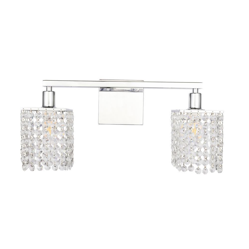 Phineas 2 Light Chrome And Clear Crystals Wall Sconce. Picture 2