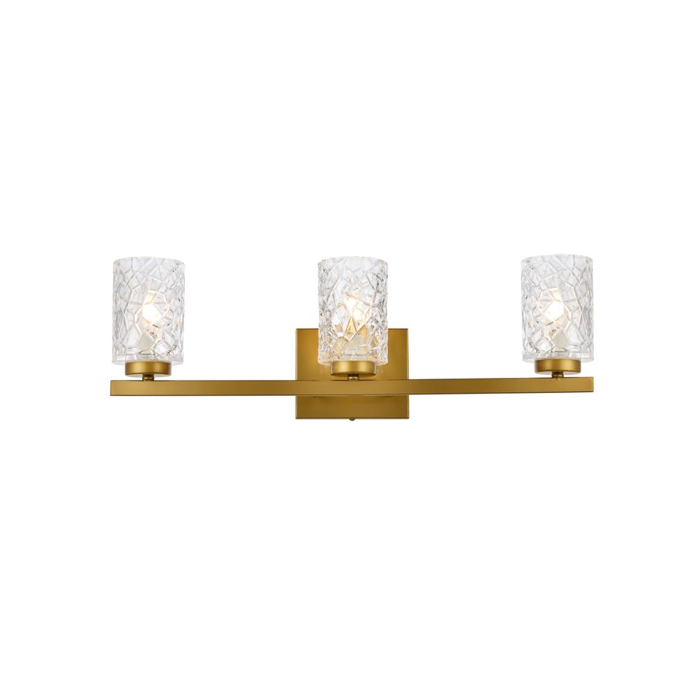 Cassie 3 Lights Bath Sconce In Brass With Clear Shade. Picture 1