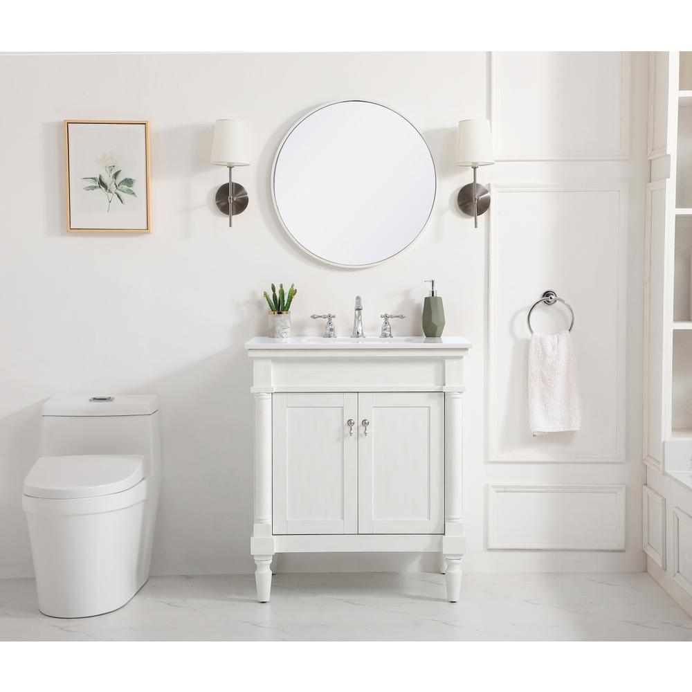30 Inch Single Bathroom Vanity In Antique White. Picture 4