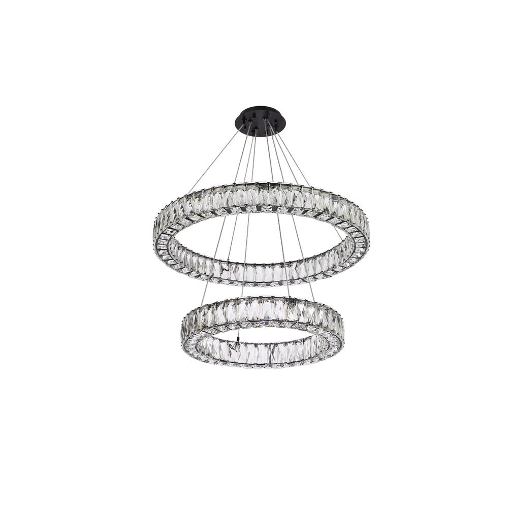 Monroe 28 Inch Led Double Ring Chandelier In Black. Picture 6