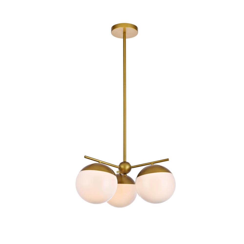 Eclipse 3 Lights Brass Pendant With Frosted White Glass. Picture 2