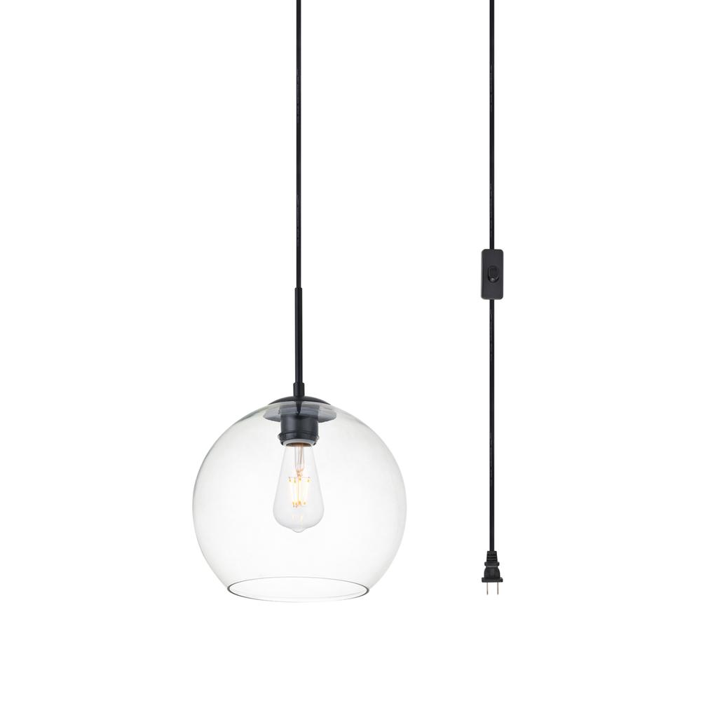 Baxter 1 Light Black Plug-In Pendant With Clear Glass. Picture 2