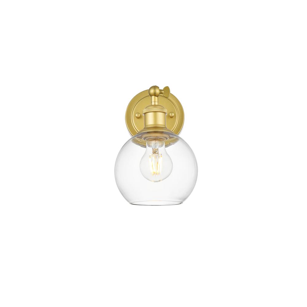 Kai 1 Light Brass And Clear Bath Sconce. Picture 1