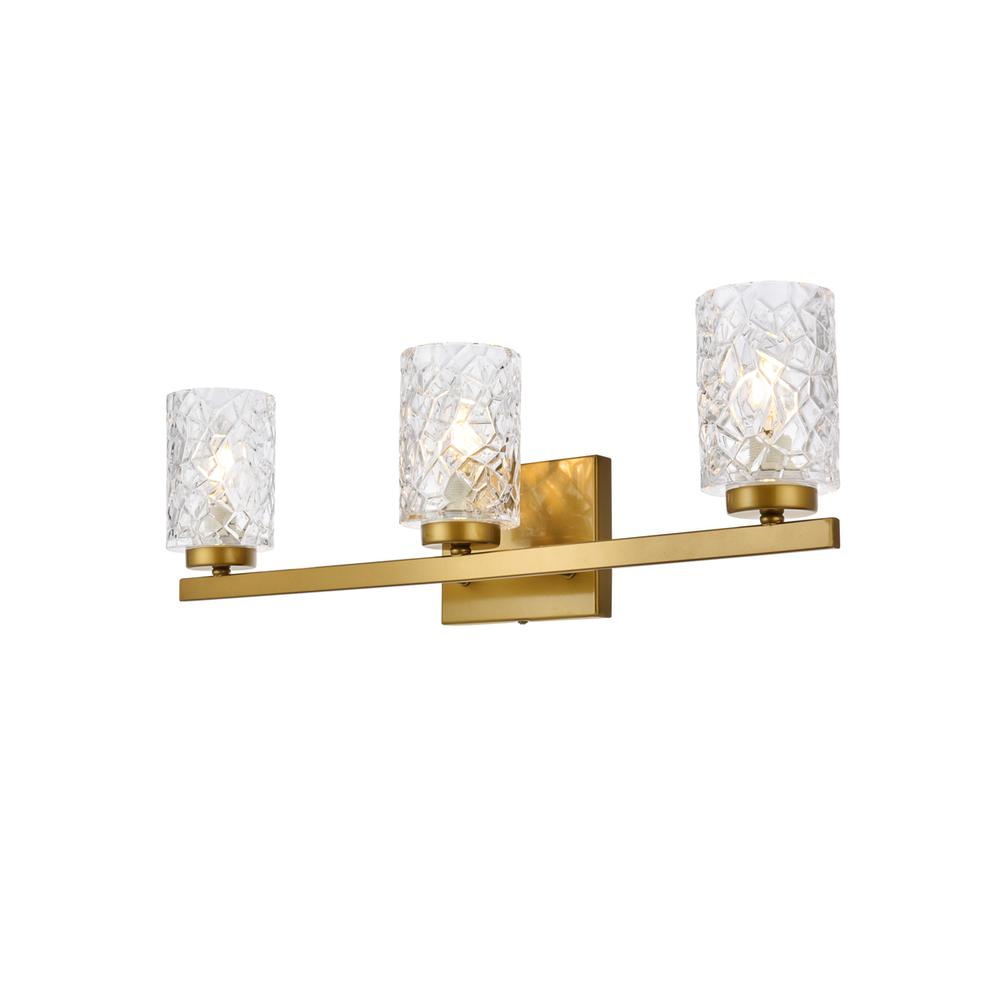 Cassie 3 Lights Bath Sconce In Brass With Clear Shade. Picture 2