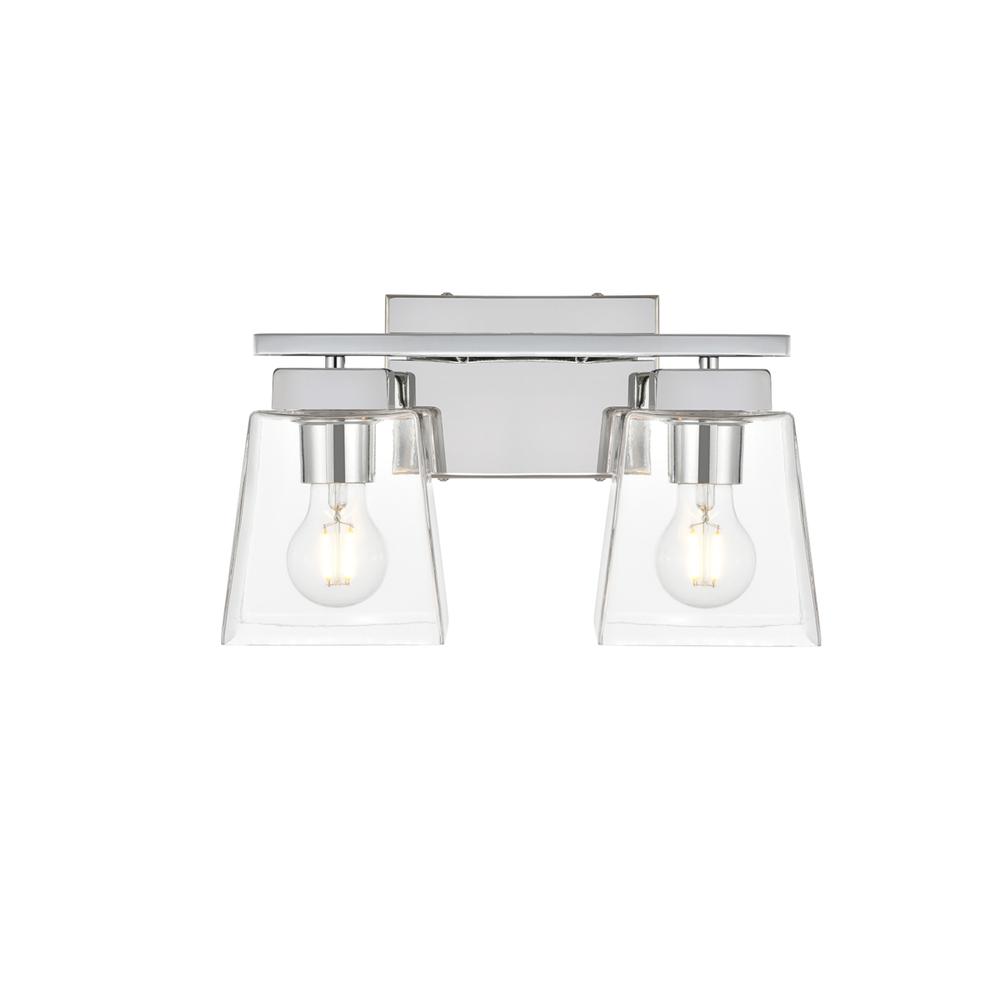 Merrick 2 Light Chrome And Clear Bath Sconce. Picture 1