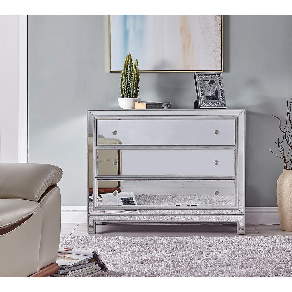 Chest 3 Drawers 40In. W X 16In. D X 32In. H In Antique Silver Paint. Picture 8