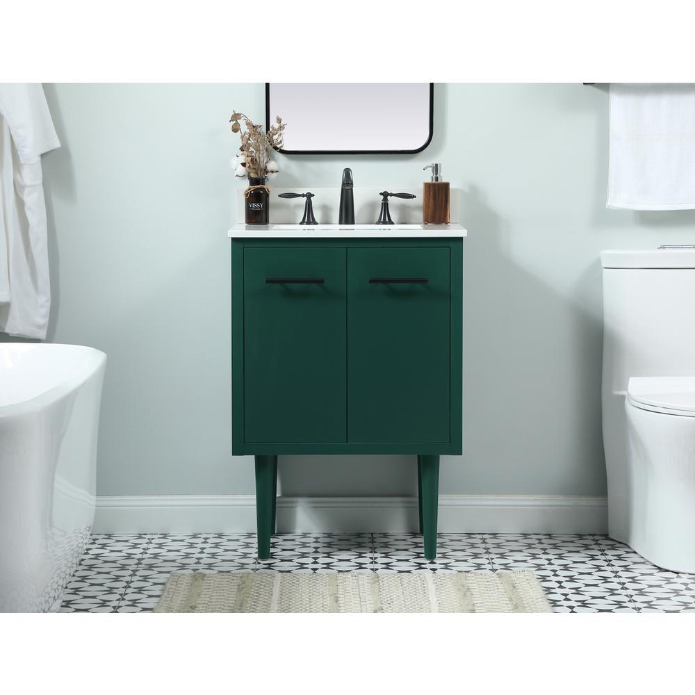 24 Inch Single Bathroom Vanity In Green With Backsplash. Picture 14