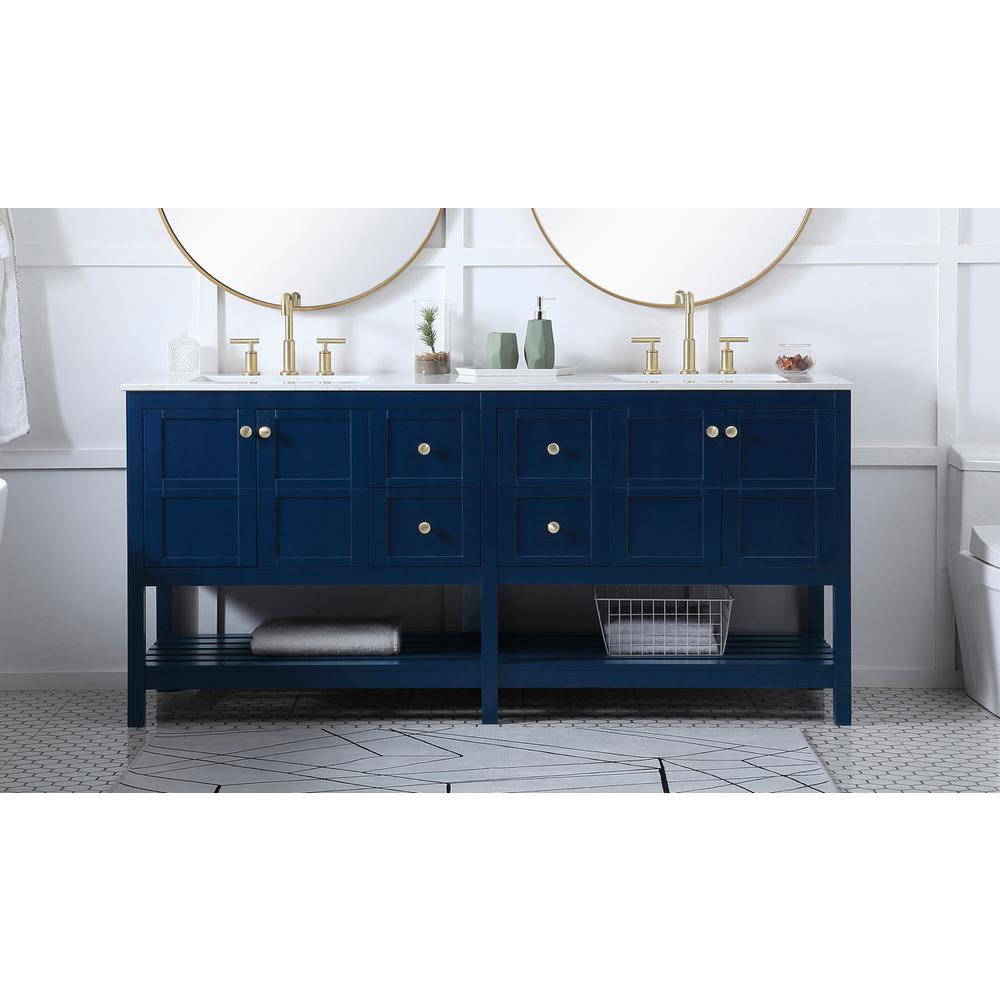 72 Inch Double Bathroom Vanity In Blue. Picture 14