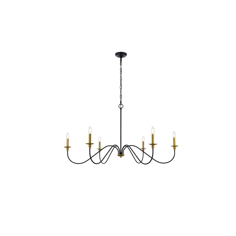 Rohan 48 Inch Chandelier In Matte Black And Brass. Picture 1