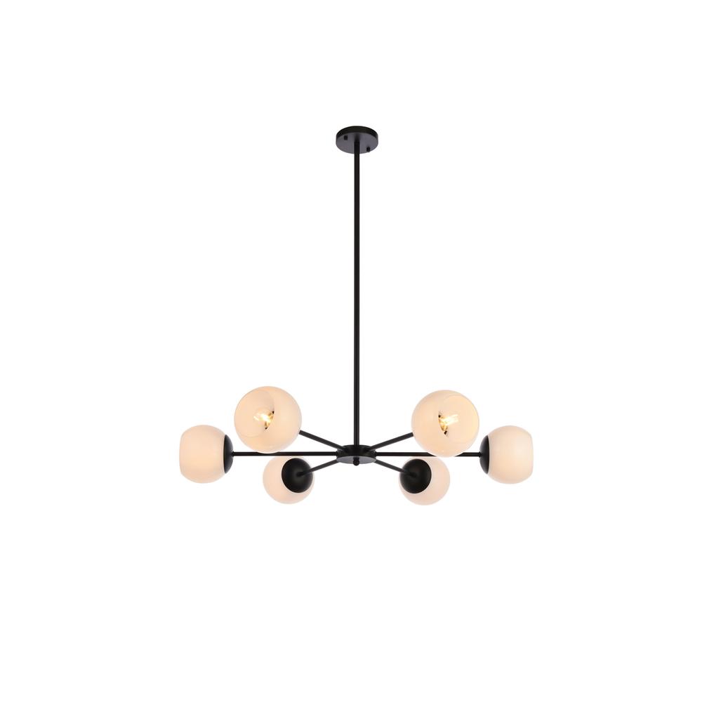 Briggs 36 Inch Pendant In Black With White Shade. Picture 1