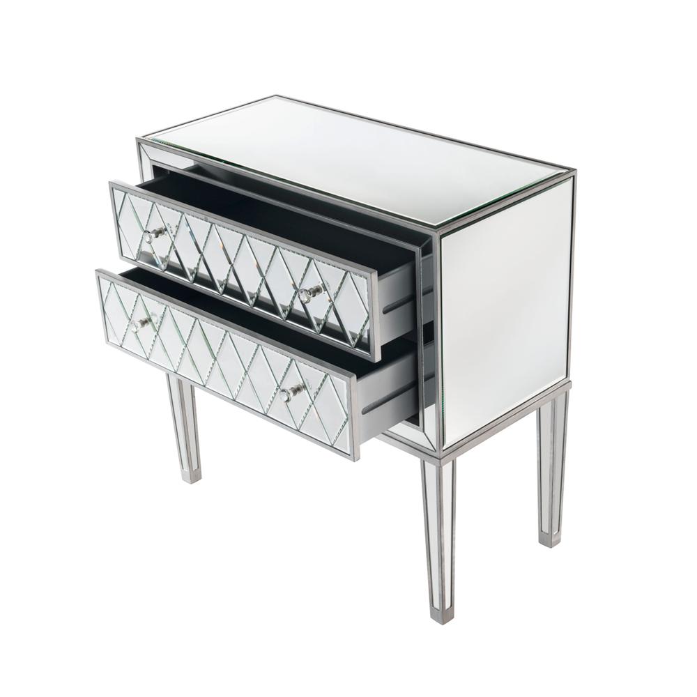 Nightstand 2 Drawers 34In. W X 16In. D X 34In. H In Antique Silver Paint. Picture 3