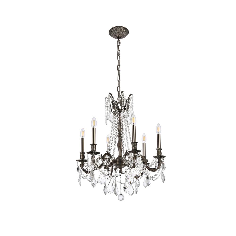 Rosalia 6 Light Pewter Chandelier Clear Royal Cut Crystal. Picture 6
