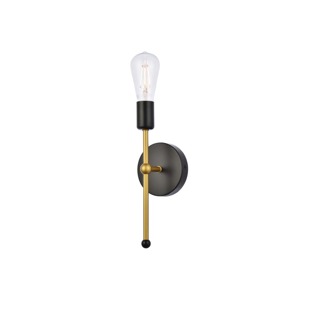 Keely 1 Light Black And Brass Wall Sconce. Picture 2