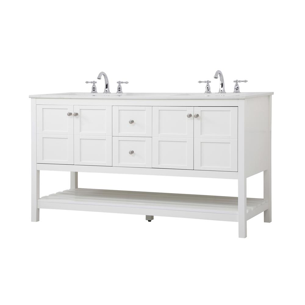 60 Inch Single Bathroom Vanity In White. Picture 6