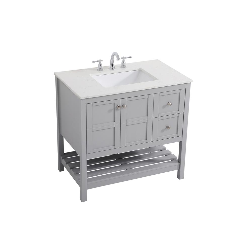 36 inch Single Bathroom Vanity in Gray. Picture 7