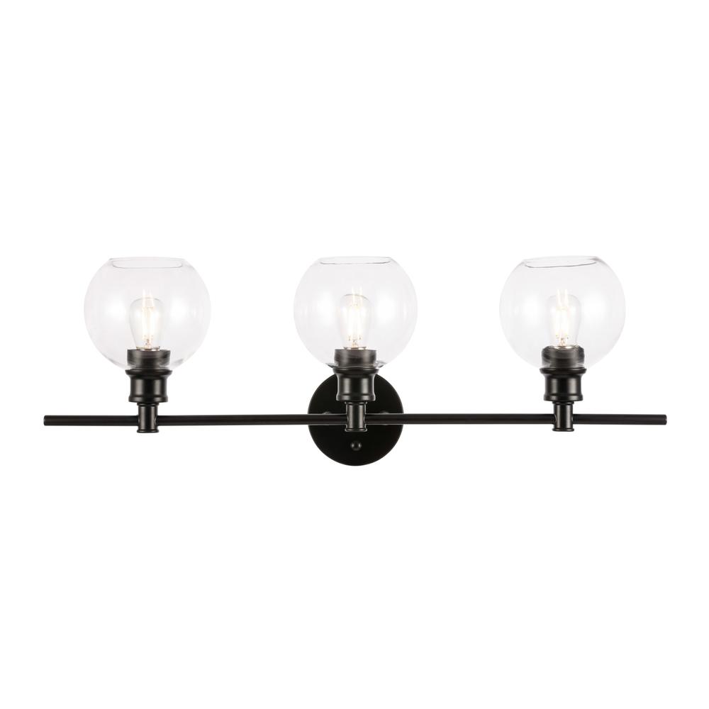 Collier 3 Light Black And Clear Glass Wall Sconce. Picture 1