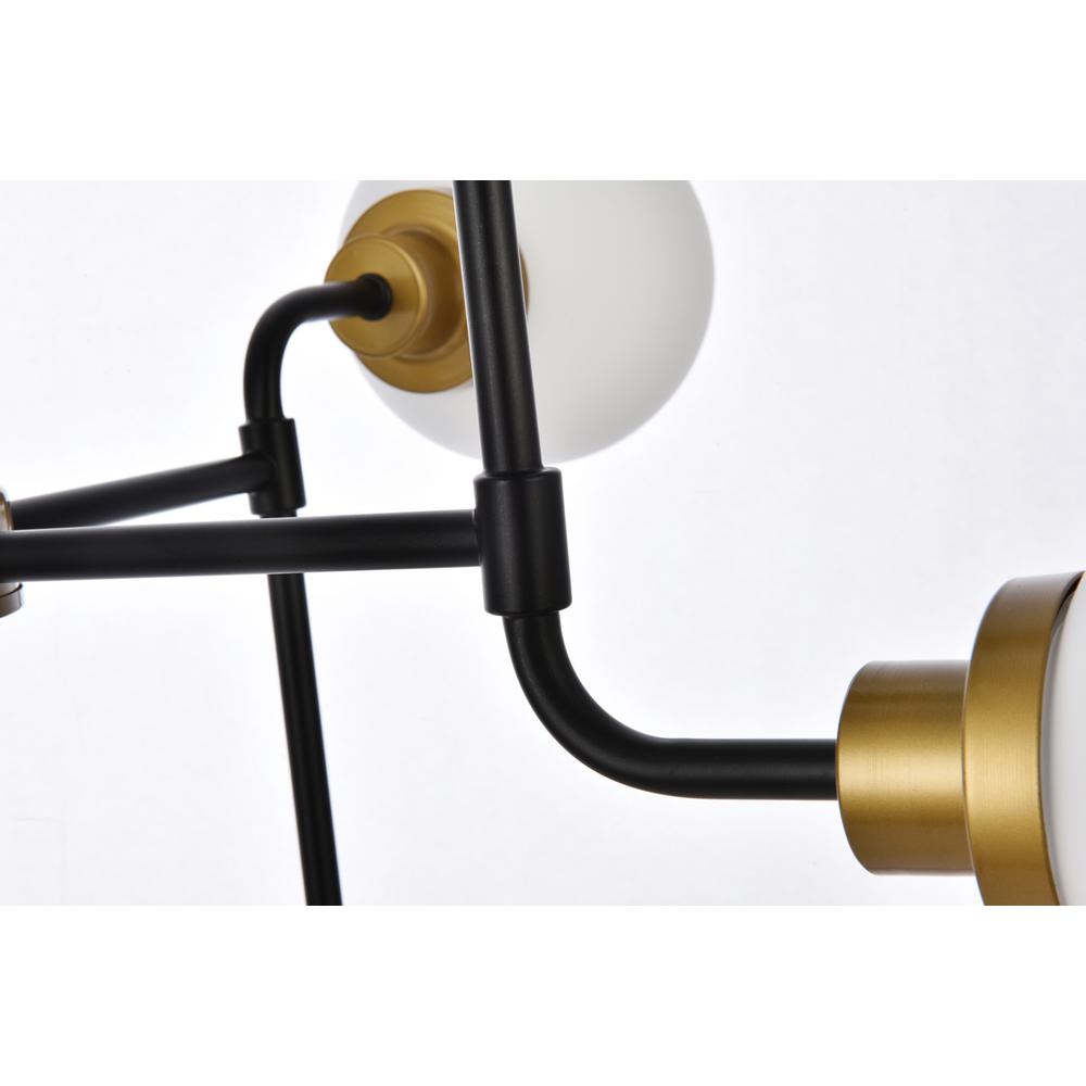Hanson 8 Lights Pendant In Black With Brass With Frosted Shade. Picture 5