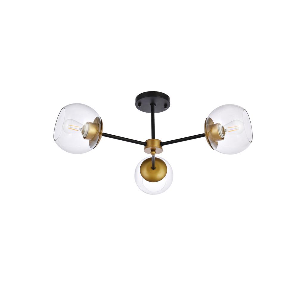 Briggs 26 Inch Flush Mount In Black And Brass With Clear Shade. Picture 6
