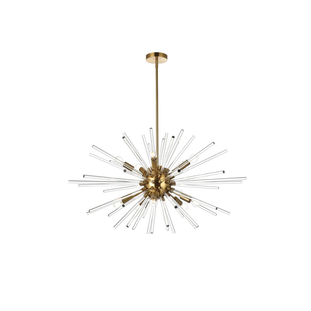 Sienna 36 Inch Crystal Rod Pendant In Gold. Picture 1