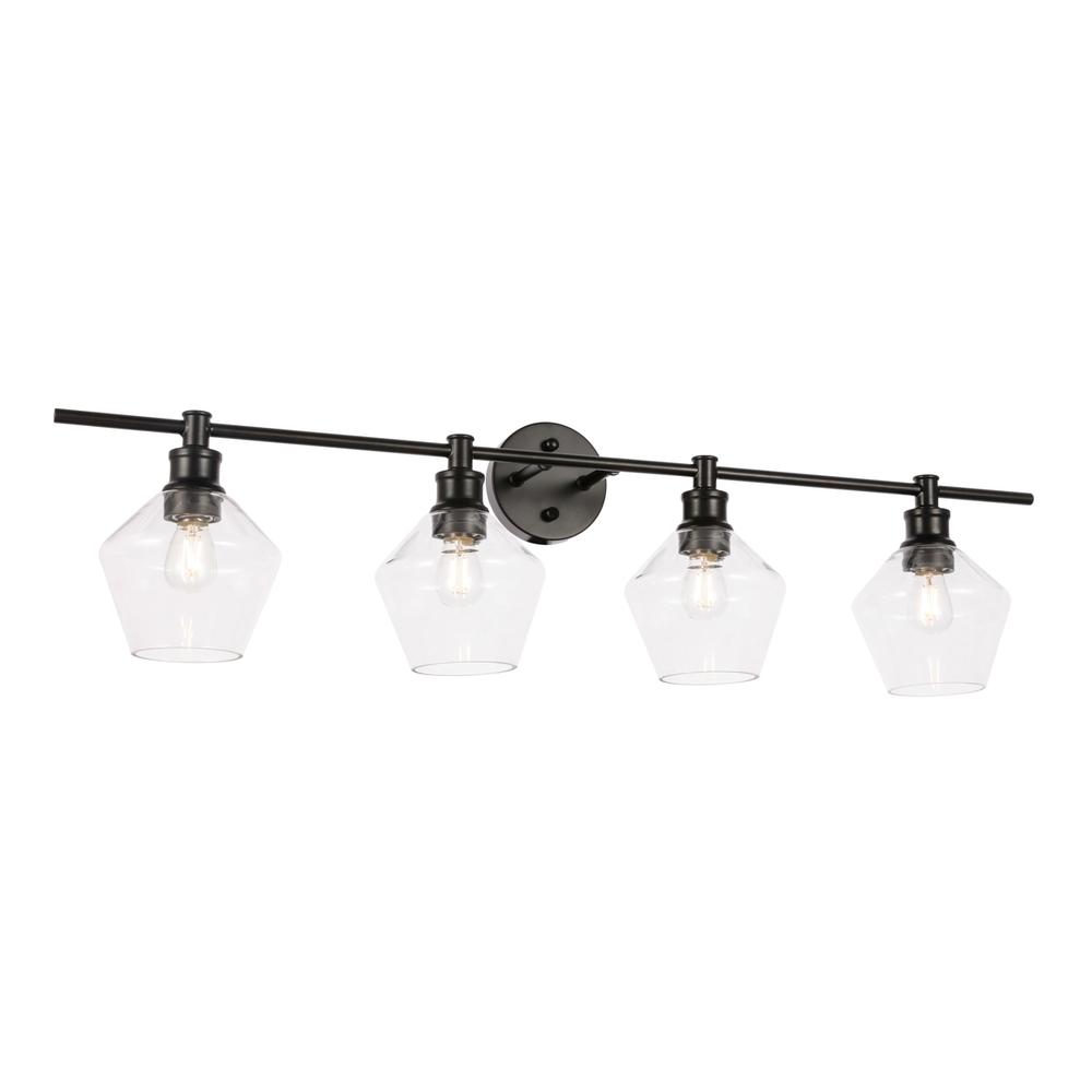 Gene 4 Light Black And Clear Glass Wall Sconce. Picture 11