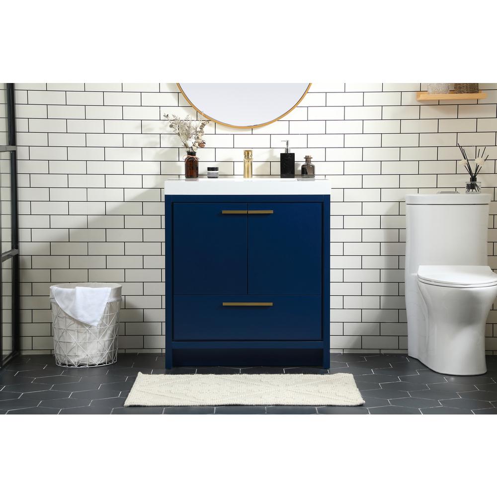 30 Inch Single Bathroom Vanity In Blue. Picture 14