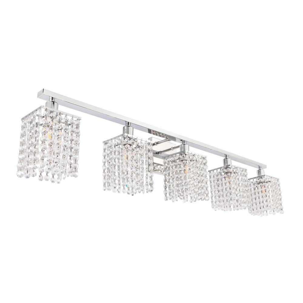 Phineas 5 Light Chrome And Clear Crystals Wall Sconce. Picture 8