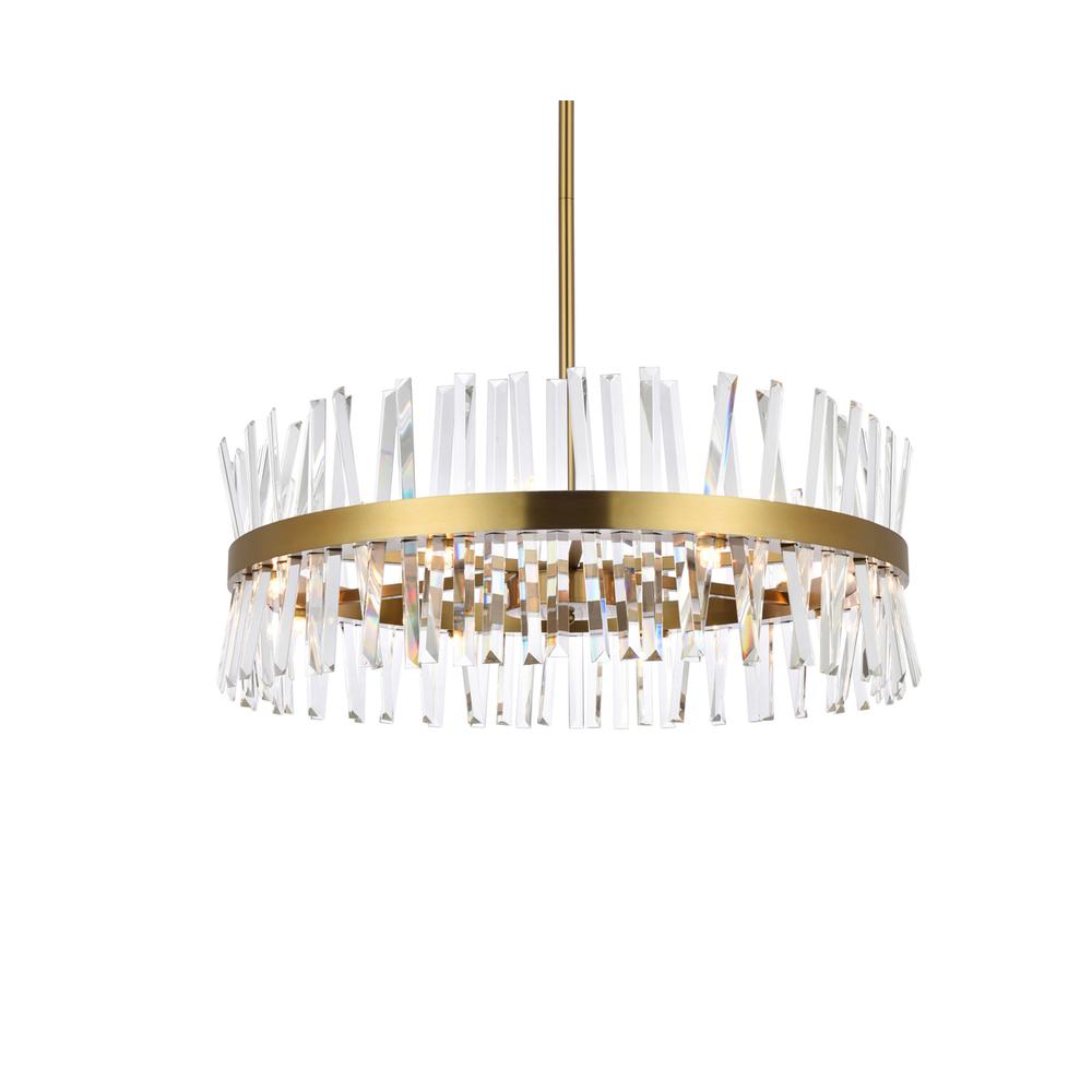 Serephina 32 Inch Crystal Round Chandelier Light In Satin Gold. Picture 2
